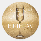 エレガントモダン金ゴールド大人誕生日驚きパーティー ラウンドシール (正面)