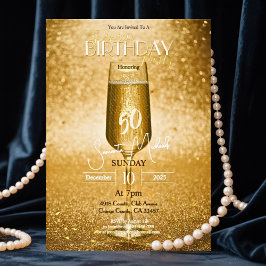 エレガントモダン金ゴールド大人誕生日驚きパーティー 箔シーズンカード