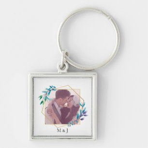 エレガントモダン金ゴールド幾何学写真 キーホルダー