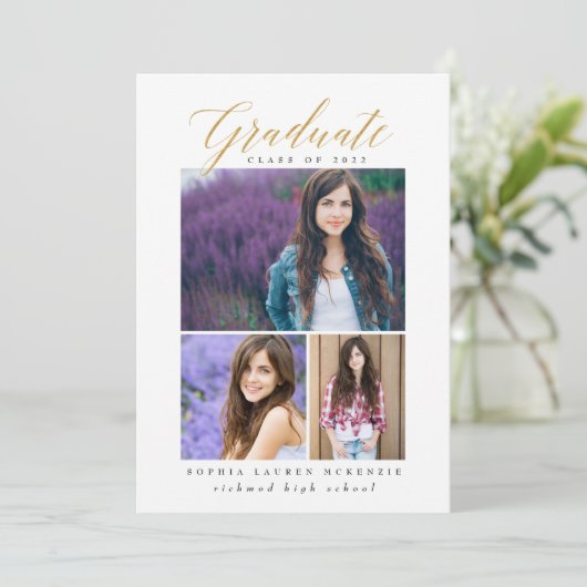 エレガントモダン金ゴールド抽象芸術斑点 招待状 (スタンド正面)