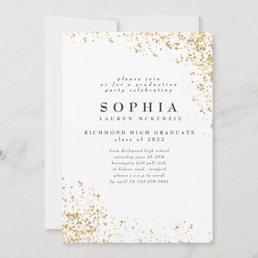 エレガントモダン金ゴールド抽象芸術斑点 招待状 (裏面)