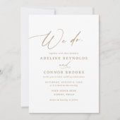 エレガントモダン金ゴールド書結婚 招待状 (正面)