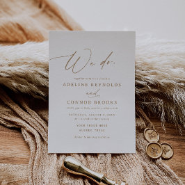 エレガントモダン金ゴールド書結婚 招待状