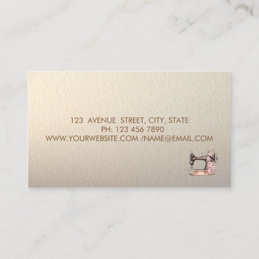 エレガントモダン金ゴールド枠、紙吹雪裁縫機 名刺 (裏面)