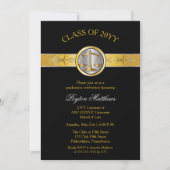 エレガントモダン金ゴールド法科卒業招待状 招待状 (正面)