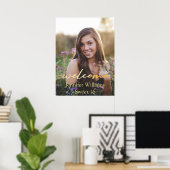 エレガントモダン金ゴールド甘い16枚フォトウェルカムサイン ポスター (ホームオフィス)