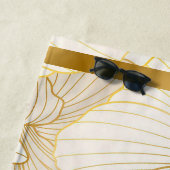 エレガントモダン金ゴールド白フローラ線コレクション ビーチタオル (インサイチュ)