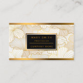 エレガントモダン金ゴールド白フローラ線コレクション 名刺 (正面)