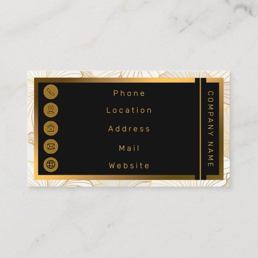 エレガントモダン金ゴールド白フローラ線コレクション 名刺 (裏面)