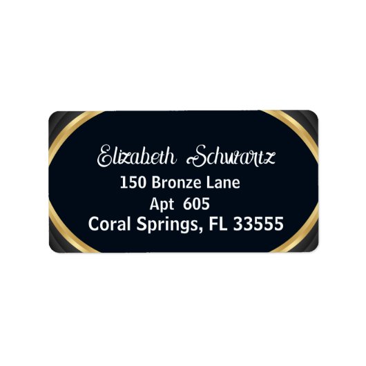 エレガントモダン金ゴールド白黒の書道L ラベル (正面)