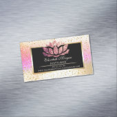 エレガントモダン金ゴールド紙吹雪、《写真》ぼけ味フレームLotus マグネット名刺 (インサイチュ)
