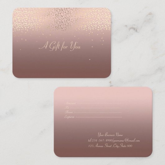 エレガントモダン金ゴールド紙吹雪 割引カード (正面/裏面)