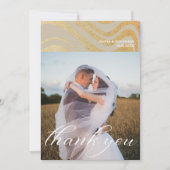 エレガントモダン金ゴールド結婚サンキューカード 招待状 (正面)