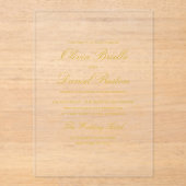 エレガントモダン金ゴールド結婚ミニマル アクリル招待状 (正面)