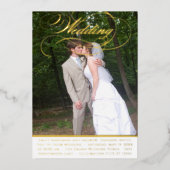 エレガントモダン金ゴールド結婚写真 箔招待状 (正面)