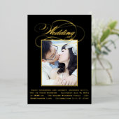 エレガントモダン金ゴールド結婚写真 箔招待状 (立ち正面)