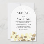 エレガントモダン金ゴールド結婚葉アーチ 招待状 (正面)