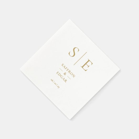 エレガントモダン金ゴールド結婚 スタンダードカクテルナプキン (角)