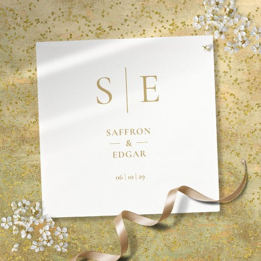 エレガントモダン金ゴールド結婚 スタンダードカクテルナプキン