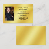 エレガントモダン金ゴールド背景ヨーロッパ写真Busi 名刺 (正面/裏面)