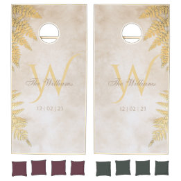 エレガントモダン金ゴールド葉モノグラム結婚ス