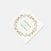 エレガントモダン金ゴールド葉リース婚約パーティ スタンダードカクテルナプキン (角)