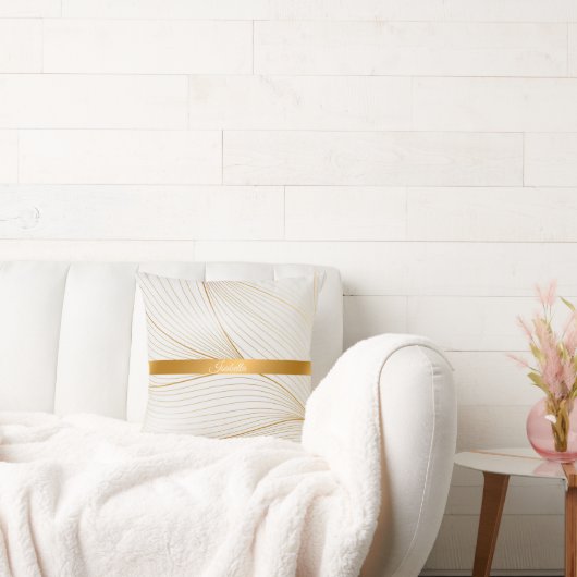 エレガントモダン金ゴールド葉線集合 クッション (ソファ)