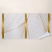 エレガントモダン金ゴールド葉線集合 ビーチタオル (正面)