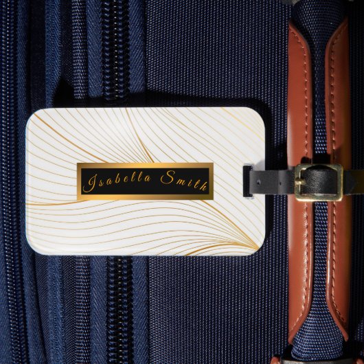 エレガントモダン金ゴールド葉線集合 ラゲッジタグ (正面インサイチュ4)