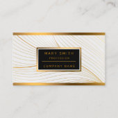 エレガントモダン金ゴールド葉線集合 名刺 (正面)