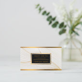 エレガントモダン金ゴールド葉線集合 名刺 (スタンド正面)