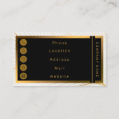 エレガントモダン金ゴールド葉線集合 名刺 (裏面)