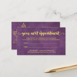 エレガントモダン金ゴールド蓮の花紫 予約カード