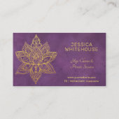 エレガントモダン金ゴールド蓮の花紫 予約カード (裏面)
