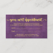 エレガントモダン金ゴールド蓮の花紫 予約カード (正面)