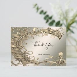 エレガントモダン金ゴールド装飾サンキューカード サンキューカード