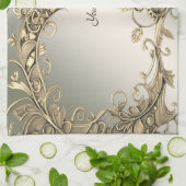 エレガントモダン金ゴールド装飾台所用タオル キッチンタオル (折り畳み)