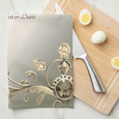 エレガントモダン金ゴールド装飾台所用タオル キッチンタオル (四つ折り)