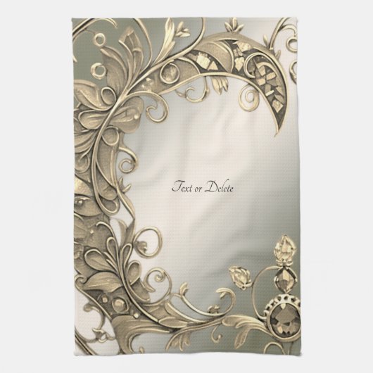 エレガントモダン金ゴールド装飾台所用タオル キッチンタオル (縦)