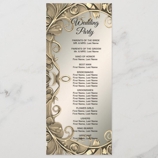 エレガントモダン金ゴールド装飾結婚式 プログラム (裏面)