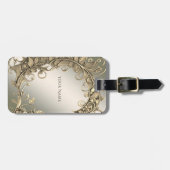 エレガントモダン金ゴールド装飾荷札 ラゲッジタグ (正面横)