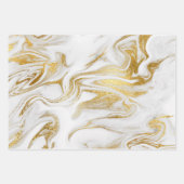 エレガントモダン金ゴールド赤白大理石 ラッピングペーパーシート (正面)