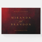 エレガントモダン金ゴールド赤結婚黒 ゲストブック (正面)