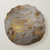 エレガントモダン金ゴールド銀大理石 ラウンドクッション (裏面)