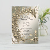 エレガントモダン金ゴールド飾りリハーサル 招待状 (スタンド正面)