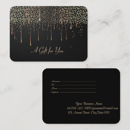 エレガントモダン金ゴールド駆動、紙吹雪 割引カード (正面/裏面)