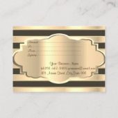 エレガントモダン金ゴールド黒ストライプ金ゴールド・フレーム 割引カード (裏面)