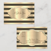エレガントモダン金ゴールド黒ストライプ金ゴールド・フレーム 割引カード (正面/裏面)