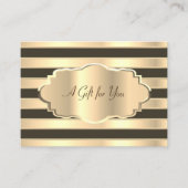 エレガントモダン金ゴールド黒ストライプ金ゴールド・フレーム 割引カード (正面)