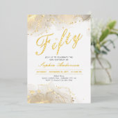 エレガントモダン金ゴールド50誕生日 箔招待状 (立ち正面)